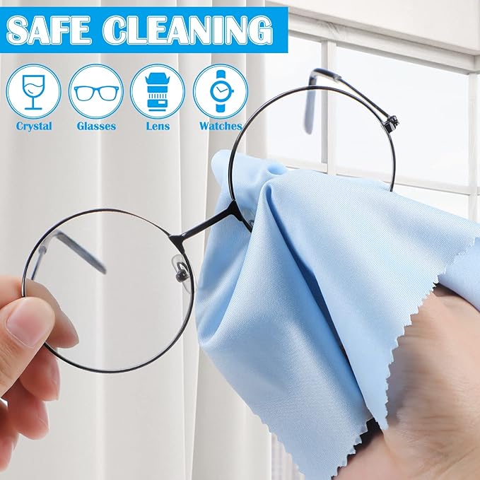 Fabbay 200 Pcs Microfiber Cleaning Cloths for Glasses, 7 x 6 Inch Screen Microfiber Cloths, Lens Wipes for Eyeglasses Smart Phones Laptops Tablets Lens LCD Camera TV Screens (Red, Yellow, Green, Blue)