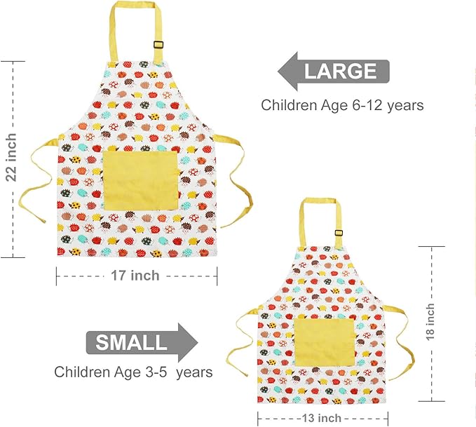 Jennice House Kids Apron and Chef Hat Set, Cute Children Baking Aprons for Cooking Baby Baking Aprons