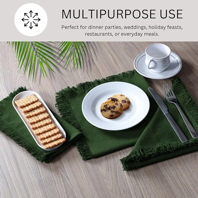 Cloth Dinner Napkins 100% Cotton Set of 6 - Soft Durable Reusable Table Napkins - for Dining Weddings Parties Holidays Easter and Everyday Use - Large 20x20 Inch Cloth Napkins Green