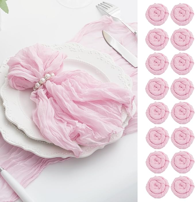 100 Pack Light Pink Cloth Napkins 21x21 Inches Light Pink Cheesecloth Napkins Set of 100 Washable Dinner Table Napkins for Wedding Summer Bridal Baby Shower Rustic Boho Cotton Gauze Party Table Decor