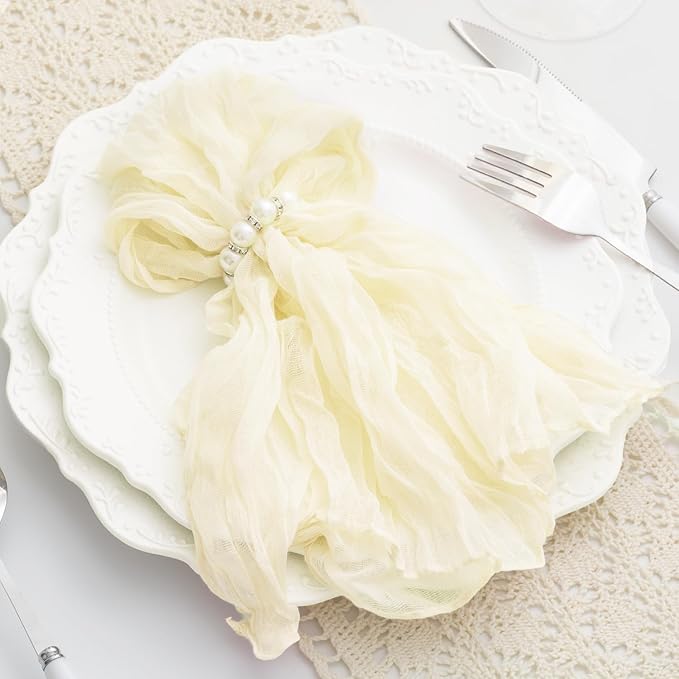 Beige 100 Pack Cheesecloth Napkins Washable 21x21 Inches Beige Cloth Napkins Set of 100 Dinner Table Napkins for Wedding Summer Bridal Baby Shower Rustic Boho Cotton Gauze Party Table Decor