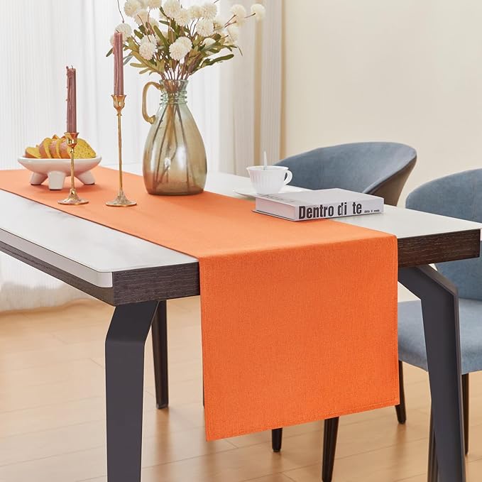 YATOJUZI Orange Table Runner Seasonal Autumn Kitchen Dining Coffee Table Decoration 72 Inches Long Waterproof Farmhouse Rustic Table Runner Halloween Home Wedding Party Decor 16x72Inch