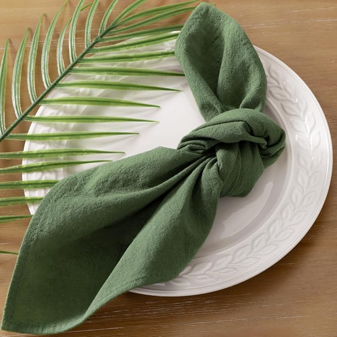 Socomi Cloth Napkins Green Fall Thanksgiving Washable Reusable Bulk Linen Cotton Napkins Set of 6 17"x17" for Wedding Party Bridal Baby Shower Birthday Dining Table Decorations