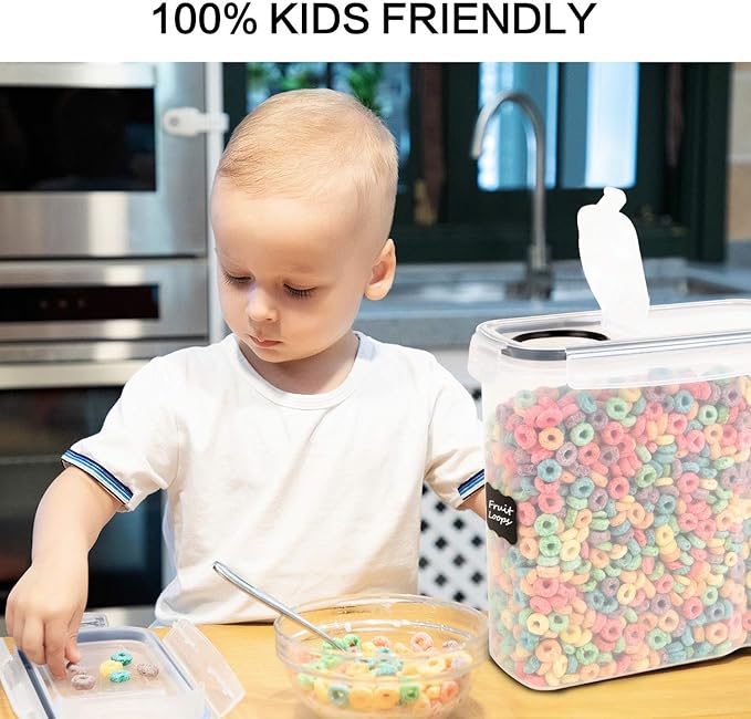 FOOYOO Cereal Containers Storage Set - 4 Piece Airtight Large Food Storage Containers(135.2oz), BPA Free Dispenser Plastic Cereal Storage Containers