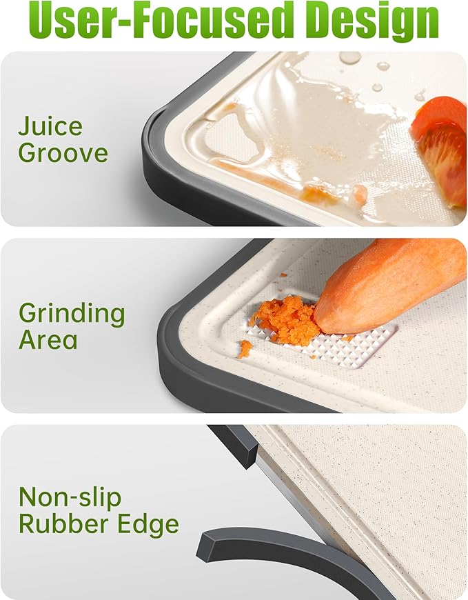 Titanium Cutting Boards for Kitchen, Non Toxic 2-in-1 Cutting Board Double Sided, Food Grade Chopping Boards for Fresh Meat Vegetable, Easy to Clean Large Size 16”×11”