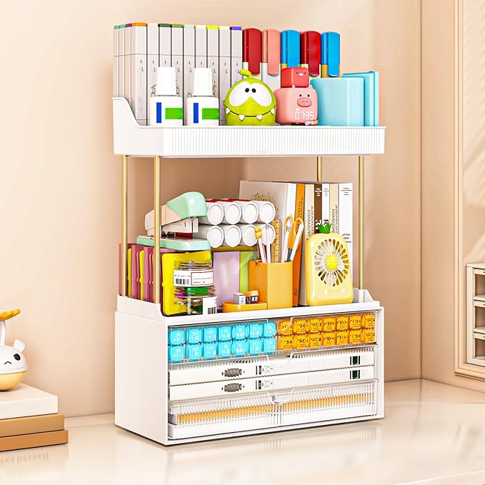 caktraie 2 Pack Bathroom Counter Organizer - 3 Drawers Makeup Organizer, Cosmetic Storage Drawer for Dresser Countertop and Bathroom Vanity for Large Skincare, Perfume, Clear
