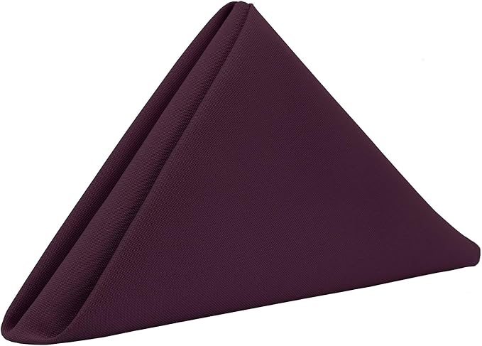 Your Chair Covers Cloth Polyester Napkins, 20 x 20 Inch, Washable Dinner Fabric Linen Napkins with Hemmed Edges for Restaurant, Wedding and Holiday Pack of 10 (Eggplant)