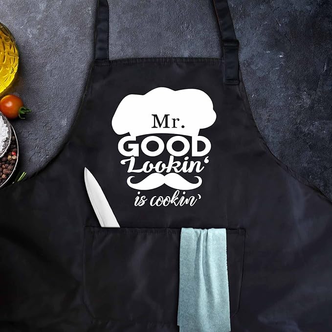 Funny apron for men Adjustable Waterproof with Pockets for Cooking Baking BBQ Gift Apron for Day, Birthday Gifts