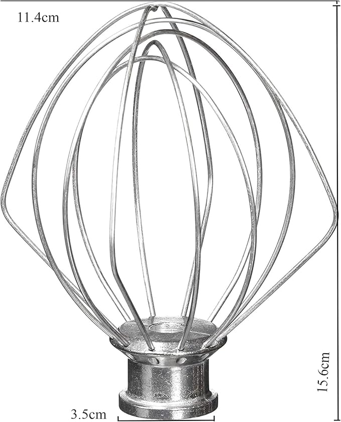 K45WW Wire Whip for KitchenAid Tilt-Head Mixer,6-Wire Whisk Attachment Replacement for 4.5QT/5QT Models K45SS KSM110 KSM75 KSM90 KSM100, Aluminum Head with Stainless Steel Wires, Hand Wash Only