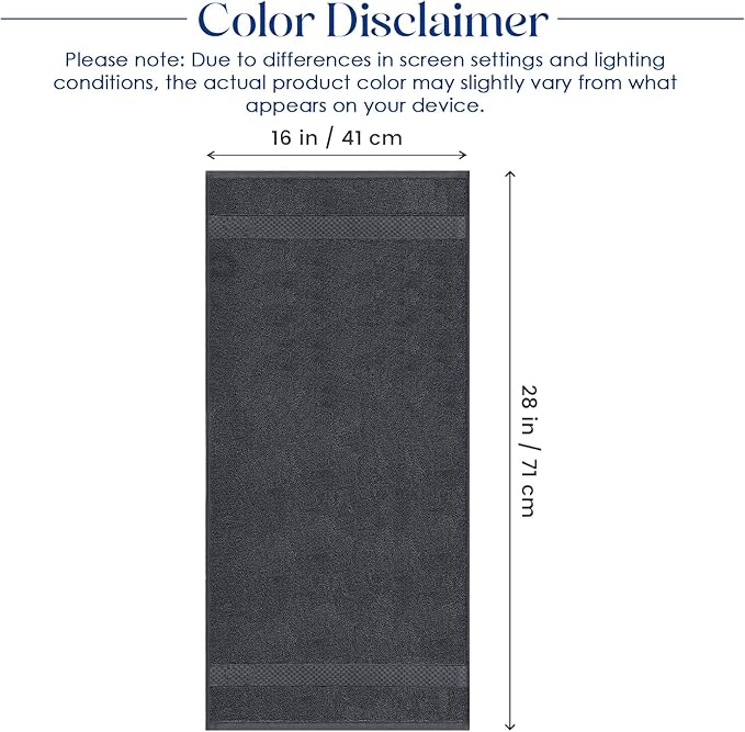 DAN RIVER 6-Pack Premium Hand Towels (16x28 Inches) - 100% Cotton, Ultra Soft, Lightweight, Highly Absorbent Towels for Bathroom, Spa, Gym, Salon, Hotel, and Travel - Charcoal