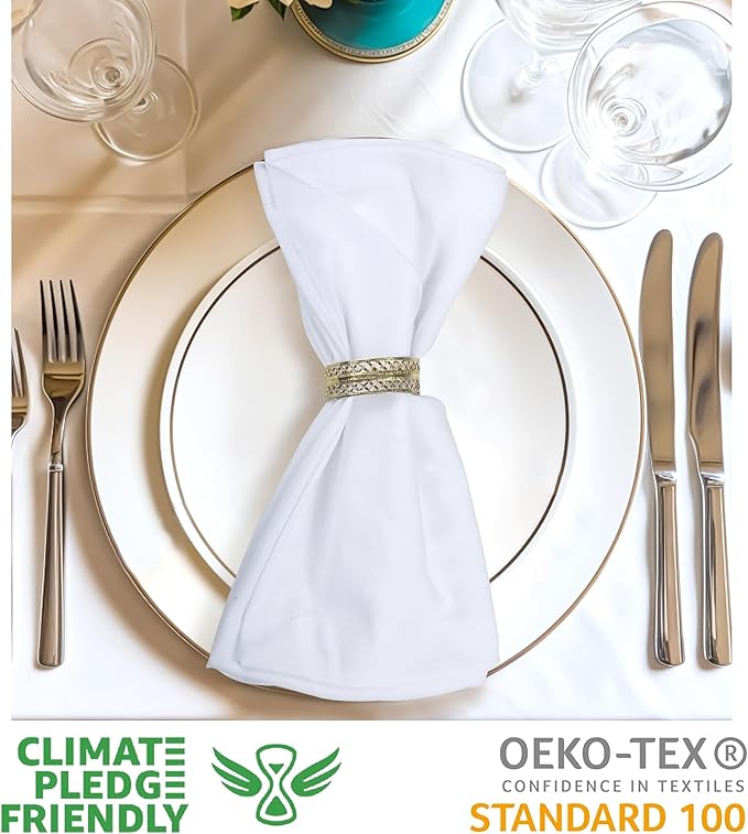 Urban Villa Cloth Napkins White Dinner Napkins Set of 6 (18X18 Inches) 100% Cotton Absorbent Washable Durable Reusable Ideal for Hotel Collection Farmhouse Party Thanksgiving Fall Dinner Napkins