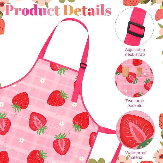 2 Pack Kids Apron, Cute Cooking Aprons, Waterproof Art Apron with Pockets, Toddler Painting Artist Apron Adjustable