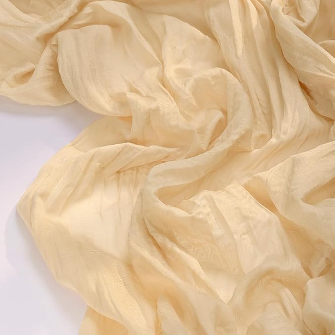 Socomi 3pcs Gold Champagne Cheesecloth Table Runner Easter Spring Boho Rustic Gauze 120 inch 10FT Cheese Cloth Runner for Wedding Party Baby Shower Birthday Home Decor Holiday Decorations