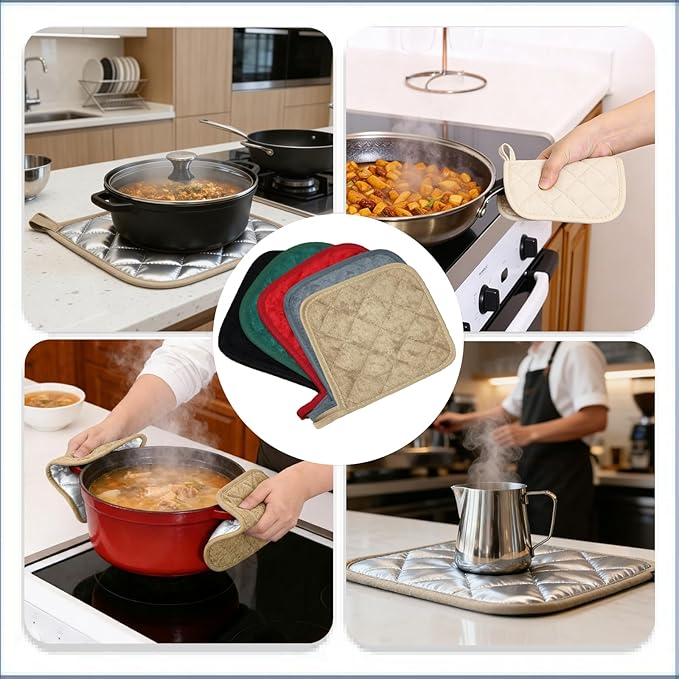 4 Pack Pot Holders for Kitchen Clearance Oven Potholders Sets for Kitchens Hot Pads for Kitchen Countertops Heat Resistant Milkshake