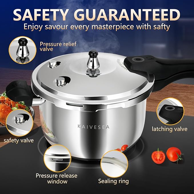 Pressure Cooker Stainless Steel pressure cooker 6 quart Commercial Stove Top Pressure Cooker Pot, Compatible with Gas & Induction Cooker 6+ quart for canning stainless steel