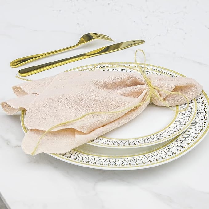 Dinner Cloth Napkins 10 Pack,Gauze Napkins 100% Natural Soft Cotton,Washable Napkins Great for Weddings Decorative,Dinner Parties,Family Everyday Use,40 * 40cm (16 * 16 inches),Beige