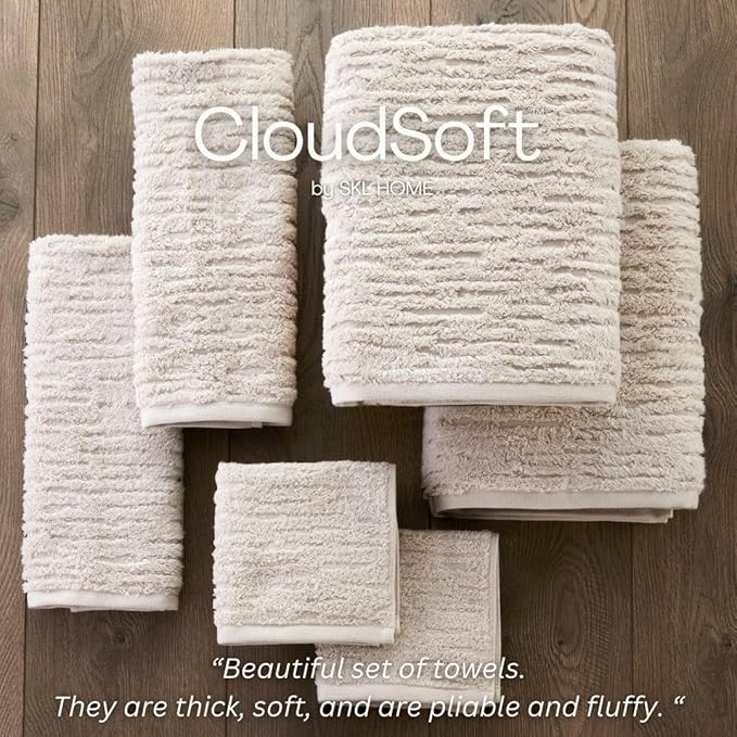 SKL Home CloudSoft Cotton Luxury 4 Pc Bath Towel Set, Oatmeal