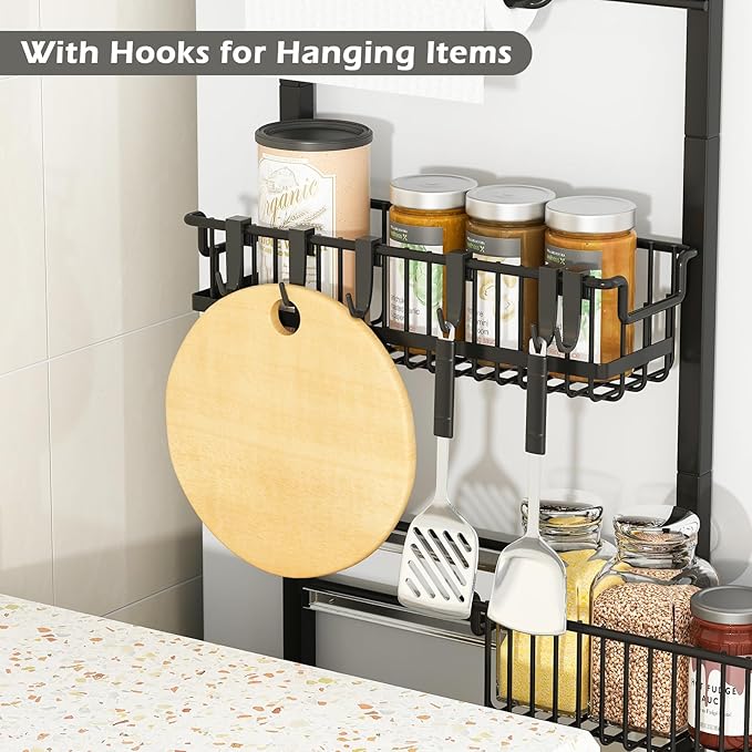 BUKFEN 6-Tier Slim Corner Shelf, Spice Rack Next to Fridge Slim, Narrow Storage Cabinet Organizer for Kitchen, Bathroom