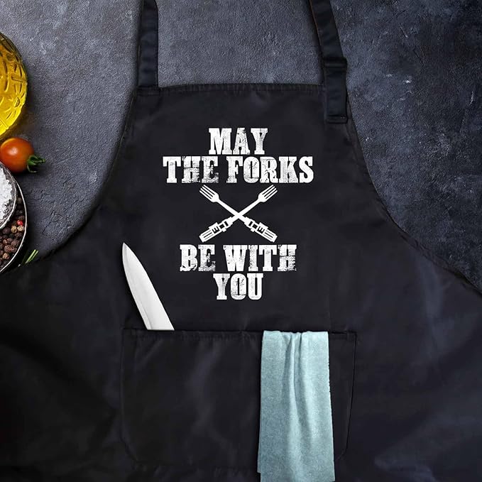 Funny apron for men Adjustable Waterproof with Pockets for Cooking Baking BBQ Gift Apron for Day, Birthday Gifts