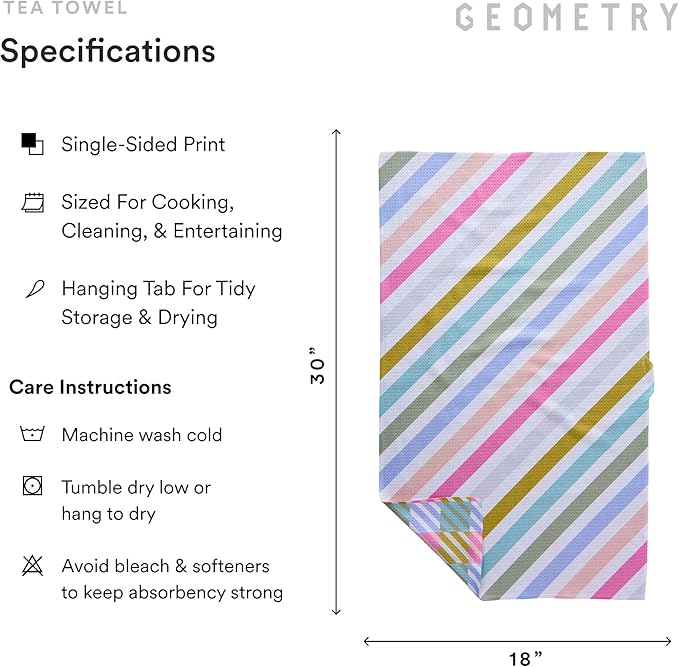 GEOMETRY Spring Kitchen Towels - Double Sided, Quick Dry Microfiber Cloth - Spring & Summer Dish Towels for Kitchen Drying - Premium Quick Dry Towel - Dancy, 18" x 30" - 1-Pack