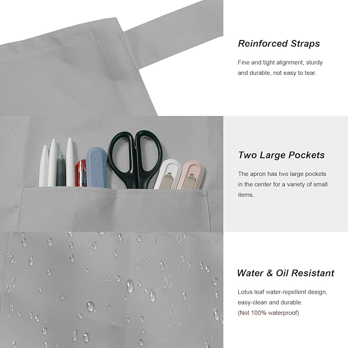 15 Pcs Adult Aprons Bulk with Pockets Adjustable Bib Chef Apron for Women Men Painting Cooking Crafting (S/L)