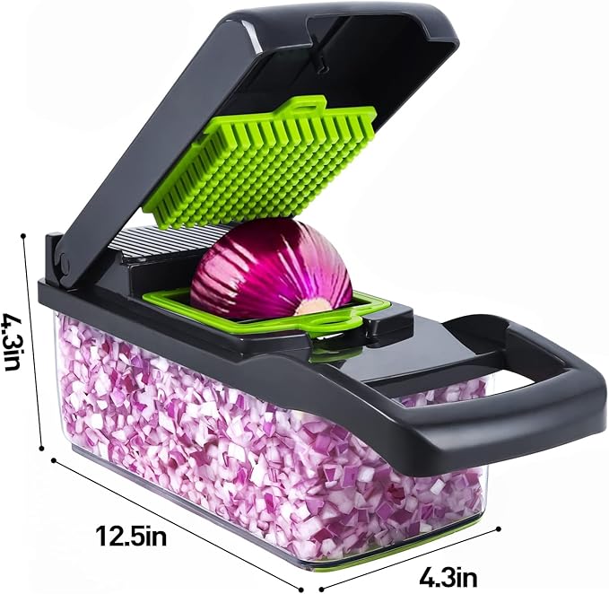APSARAS USA Pro 15 in1 Vegetable Chopper, Food Chopper with Container, Veggie Cutter & Spiralizer for Onion Salad, Slicer&Spiralizer(Home Essential Gadget&Kitchen) 1.5L