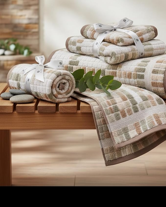 BIOLINEN 6-Piece Luxury Towel Set Blush 2 Bath Towels, 2 Hand Towels, 2 Washcloths Soft Absorbent Cotton Towel Pack for Bathroom, Home, Gym & Travel