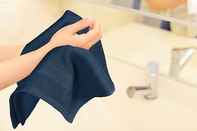 Belizzi Home Ultra Soft 6-Piece Hand Towel Set 16x28-100% Ringspun Cotton - Durable & Highly Absorbent Hand Towels - Ideal for use in Bathroom, Kitchen, Gym, Spa & General Cleaning - Mineral Blue