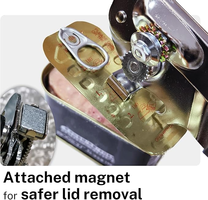 2Pcs Can Opener with Magnet Crank Can Openers Manual,Heavy Duty Commercial Can Opener with Rubber-coated Long Handles