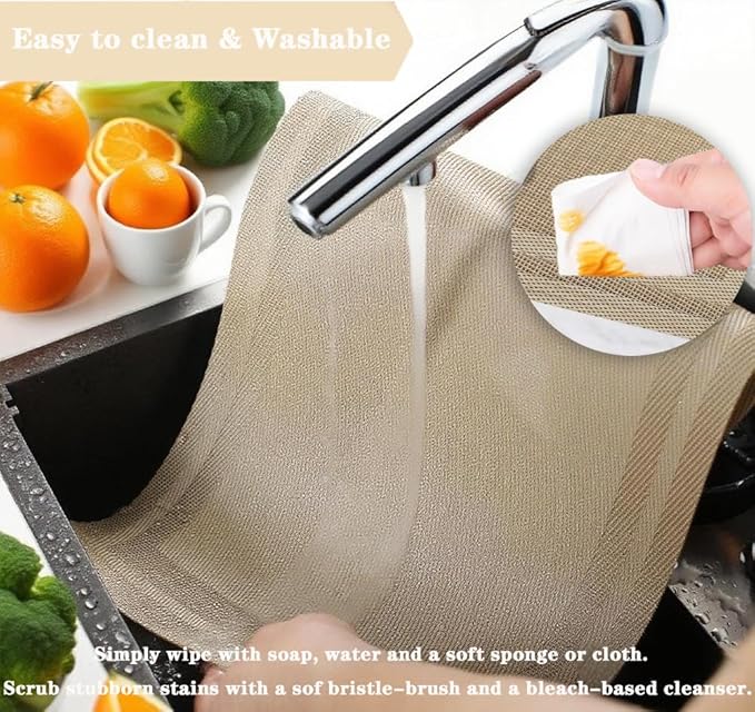 Khaki Placemats Set of 2 - Heat Resistant Non-Slip Place mats for Dining Table, Washable Durable PVC Vinyl Woven Table Mats (Khaki, 2)