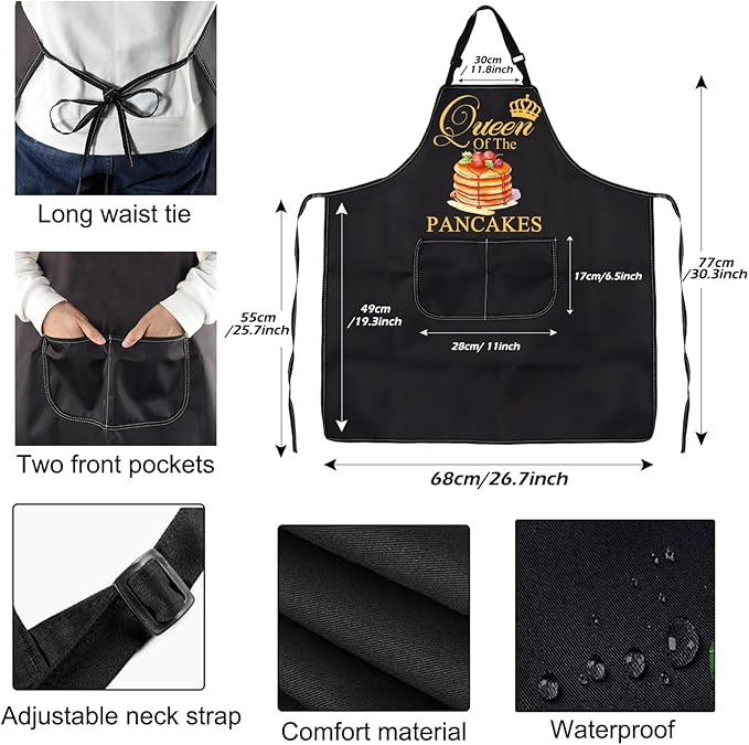 PXTIDY Pancake Inspired Gift Queen Of The Pancake Cooking Baking Apron Culinary Student Gift Bakery Apron