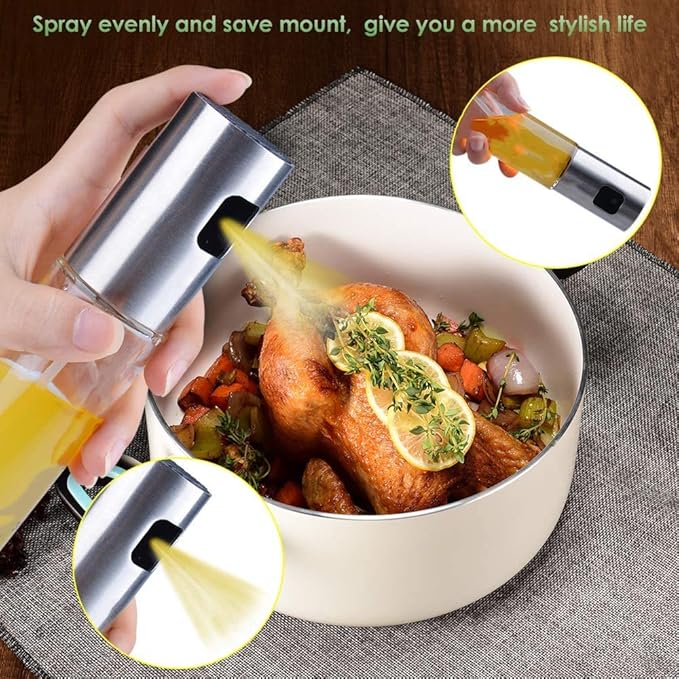 3Pcs Oil Sprayer Bottle Set, for Cooking Olive Oil Sprayer Refillable Dispenser Glass Bottle with Measurements BBQ/Making Salad/Baking/Roasting/Grilling/Frying Kitchen 100ml