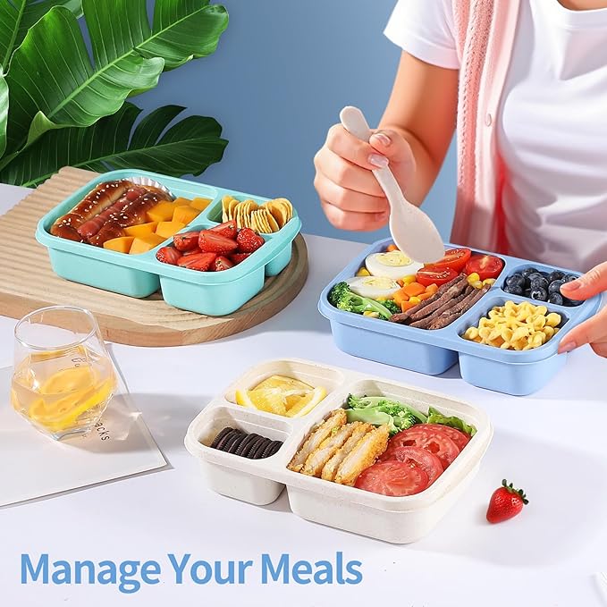 Bento Box Lunch Container for Adults & Kids, Leak-Proof Lunch Box with Compartments, BPA-Free Food Grade, Microwave Dishwasher Safe, Reusable Meal Prep Container for Work, School, Picnic, Travel