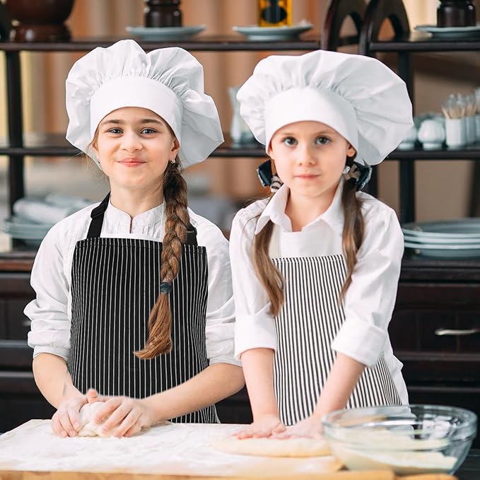 2 Pack Stripes Kids Apron, Kids Cooking Aprons with 2 Pockets, Cute Aprons for Cooking for Boys and Girls