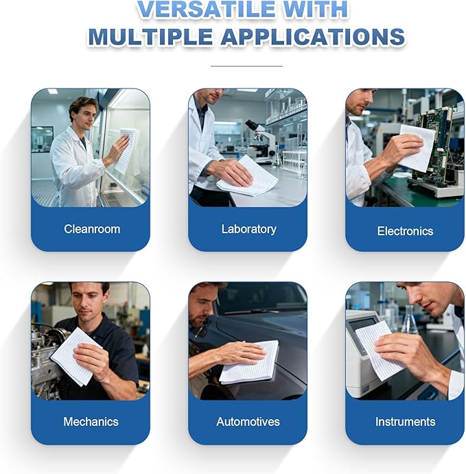 Anti-Static Microfiber Wipes 4"x4"(400 Pcs,Class 100, 200GSM) Lint Free Cloths Reusable Special ESD protection design is suitable for protecting sensitive electronic components and tools
