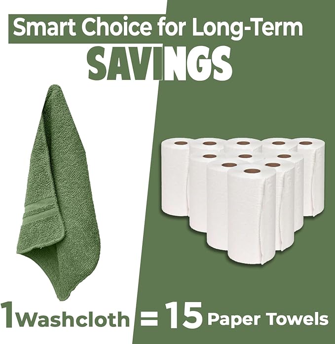 DAN RIVER 10 Pack Wash Cloths for Showering [11x11] - 100% Cotton Washcloths Premium Quality Flannel Face Cloths for Bathroom, Highly Absorbent and Soft Feel Wash Clothes, Assortment 6