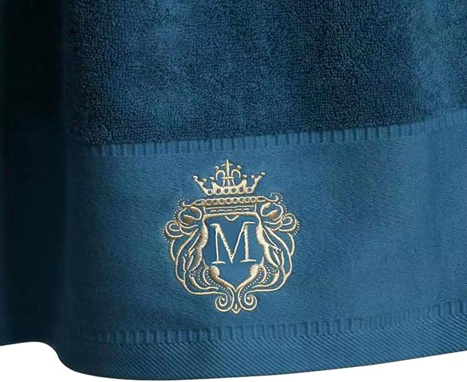 Luxury Bathroom Super Soft and Highly Absorbent Premium 100% Cotton Bath Towel Set for Gifts (Blue-M)