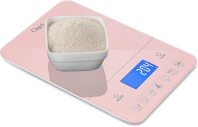 Ozeri Touch III Digital Kitchen Scale with Calorie Counter, 22 lbs (10 kg), Crystal Rose