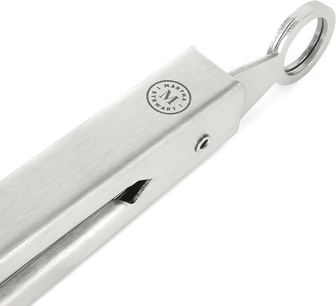 Martha Stewart Richburn 2-Piece Stainless Steel Tongs Set – 12-Inch and 9-Inch Kitchen Tongs for Grilling, Serving, and Cooking