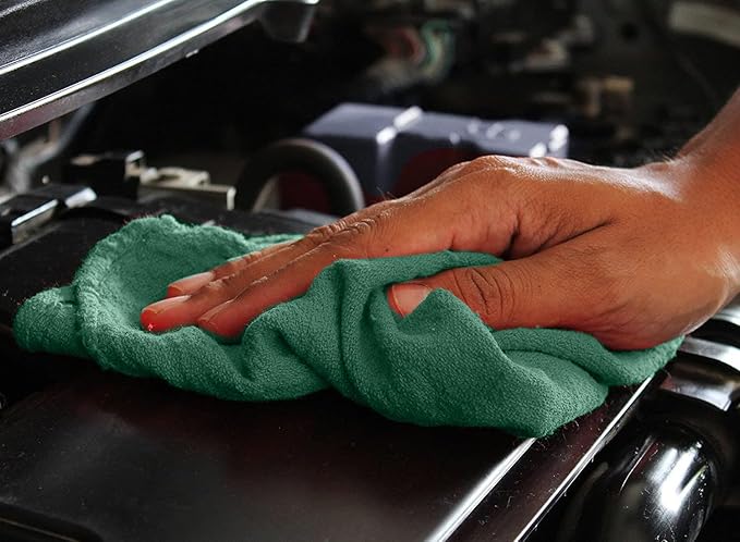 DAN RIVER Shop Towels, 50 Pack Commercial Use Green Terry Cloth Rags for Cleaning Cars & Household Surfaces – Well Absorbent, Reusable Cleaning Rags & Wash Clothes – Washable Towels