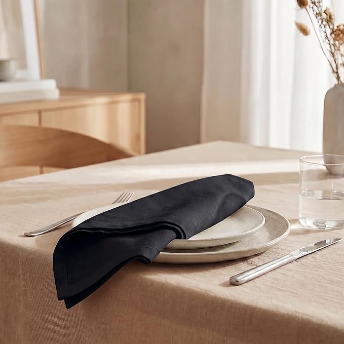 Urban Villa Cloth Napkins Set of 12 20x20 Inches 100% Cotton Napkins Cloth Washable Durable Reusable Absorbent Table Dinner Napkins Cloth for Christmas Hotel Lunch Restaurant Weddings Parties - Black