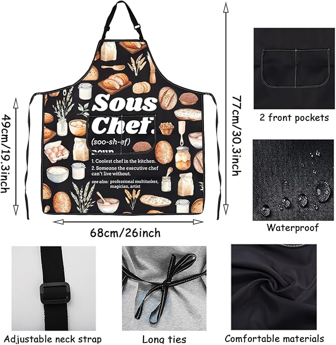 VAMSII Sous Chef Apron Gift for Chefs Cooking Lover Gift BBQ Griller Culinary Gift Pastry Sous Chef Gift Baking Themed Gift