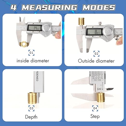 Electronic Digital Calipers, inch and Millimeter Conversion,LCD Screen displays 0-6" Caliper Measuring Tool, Automatic Shutdown, Suitable for DIY/Jewelry Measurement (150mm inch/mm/Fraction)