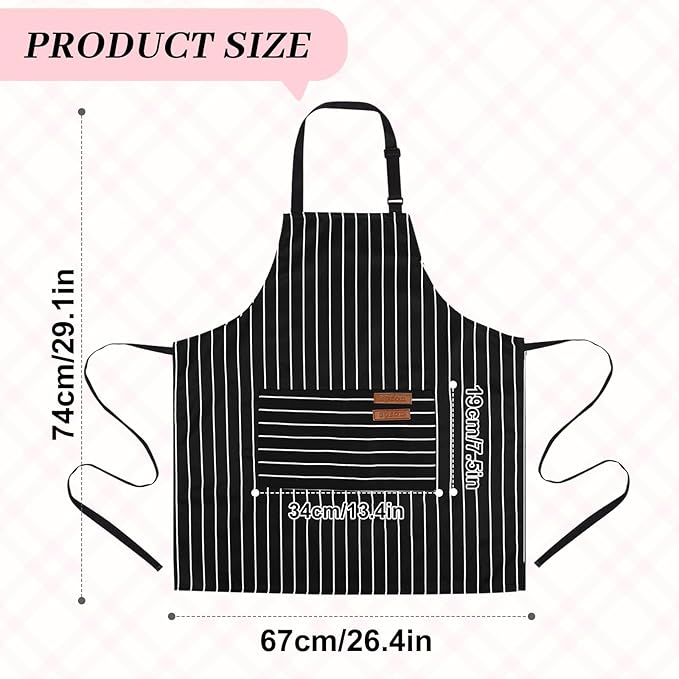2Pack Adjustable Kitchen Apron for Women Men with 2 Pockets，Cotton-Polyester Blend Bib Aprons for Cooking,Baking