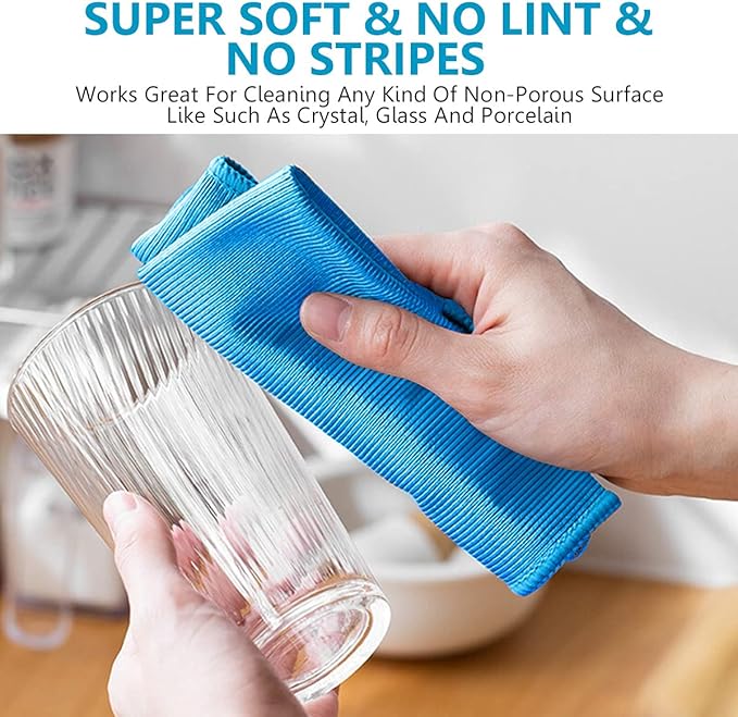 12 Pcs Microfiber Glass and Window Cleaning Cloths,12" x 12" Lint Free Streakless Buff Polishing Cloth,Quickly Clean Windows, Windshields, Mirrors, and Shower Glass Doors,Washable and Reusable