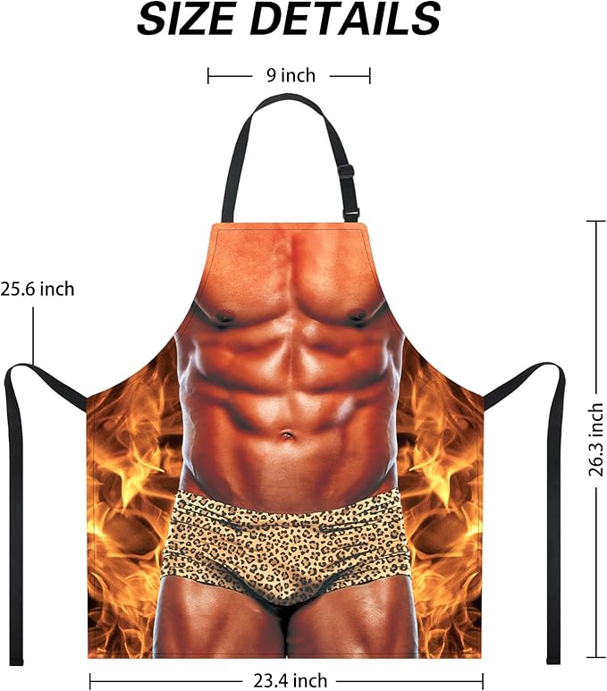 Funny Men Cooking Grilling Aprons Muscles Guy BBQ Funny Gag Gifts for Christmas, White Elephant Gift Exchange (Muscleman, One Size)