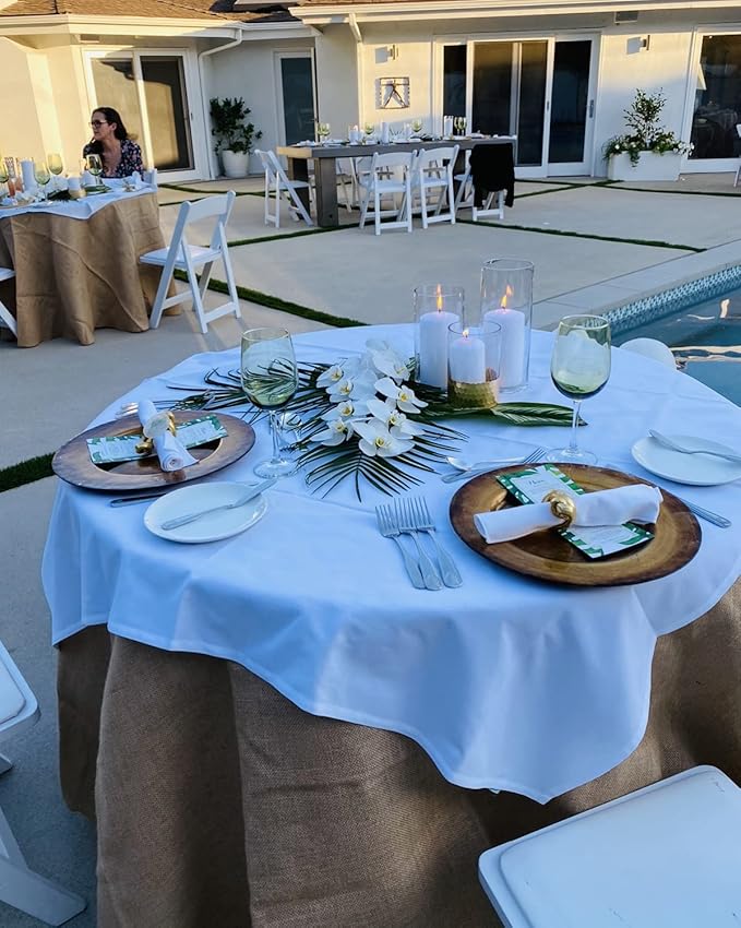 Your Chair Covers Cloth Polyester Napkins, 20 x 20 Inch, Washable Dinner Fabric Linen Napkins with Hemmed Edges for Restaurant, Wedding and Holiday Pack of 10 (White)