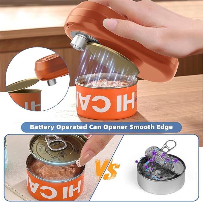 Auto Electric Can Opener, Rechargeable Can Openers for Seniors & Arthritis, One-Touch Automatic Can Opener, Hands-Free, Smooth Edge, Compact, Cordless, Food-Safe Kitchen Gadgets