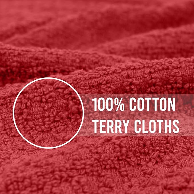 DAN RIVER Premium Kitchen Towels - [Pack of 6] 100% Cotton (16x 26 Inches) -Super Soft,Highly Absorbent, Quick Dry, Dish Towels for Kitchen Towels - Red