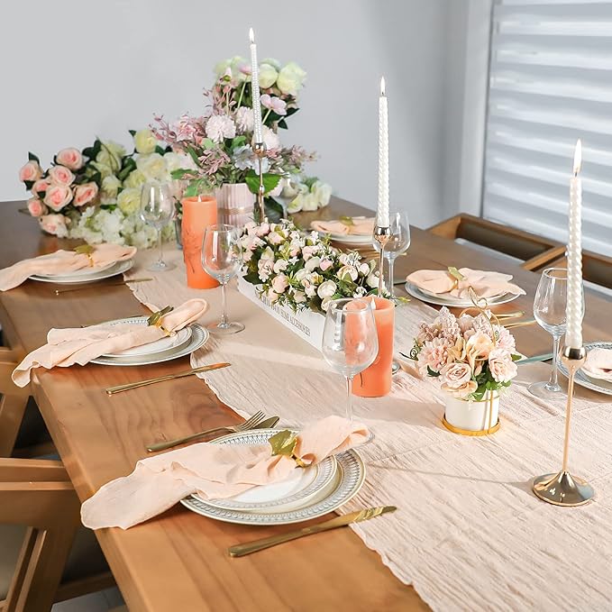 Dinner Cloth Napkins 10 Pack,Gauze Napkins Soft Cotton,Washable Napkins Great for Wedding Decorative Parties,Family Everyday Use,40 * 40cm (16 * 16 inches),Blush Pink